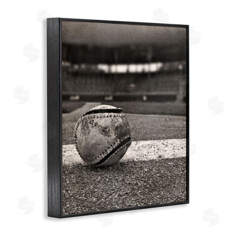 Marcus Prime Vintage Sports Weathered Baseball Black Framed Giclee Wall Art Print
