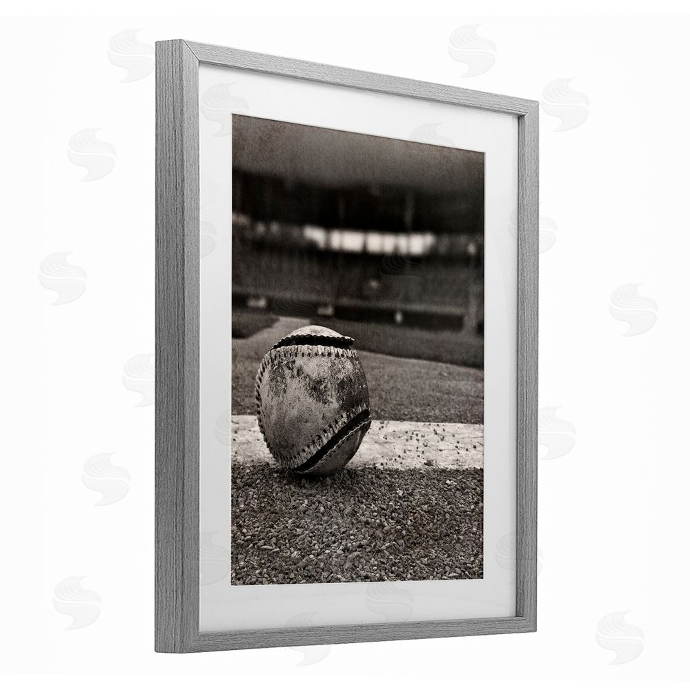 Marcus Prime Vintage Sports Weathered Baseball Gray Framed Print Under Glass Wall Art