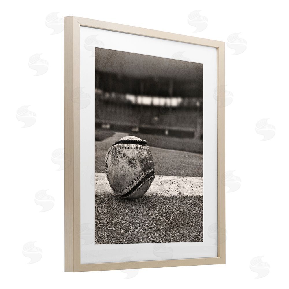 Marcus Prime Vintage Sports Weathered Baseball Brown Framed Print Under Glass Wall Art