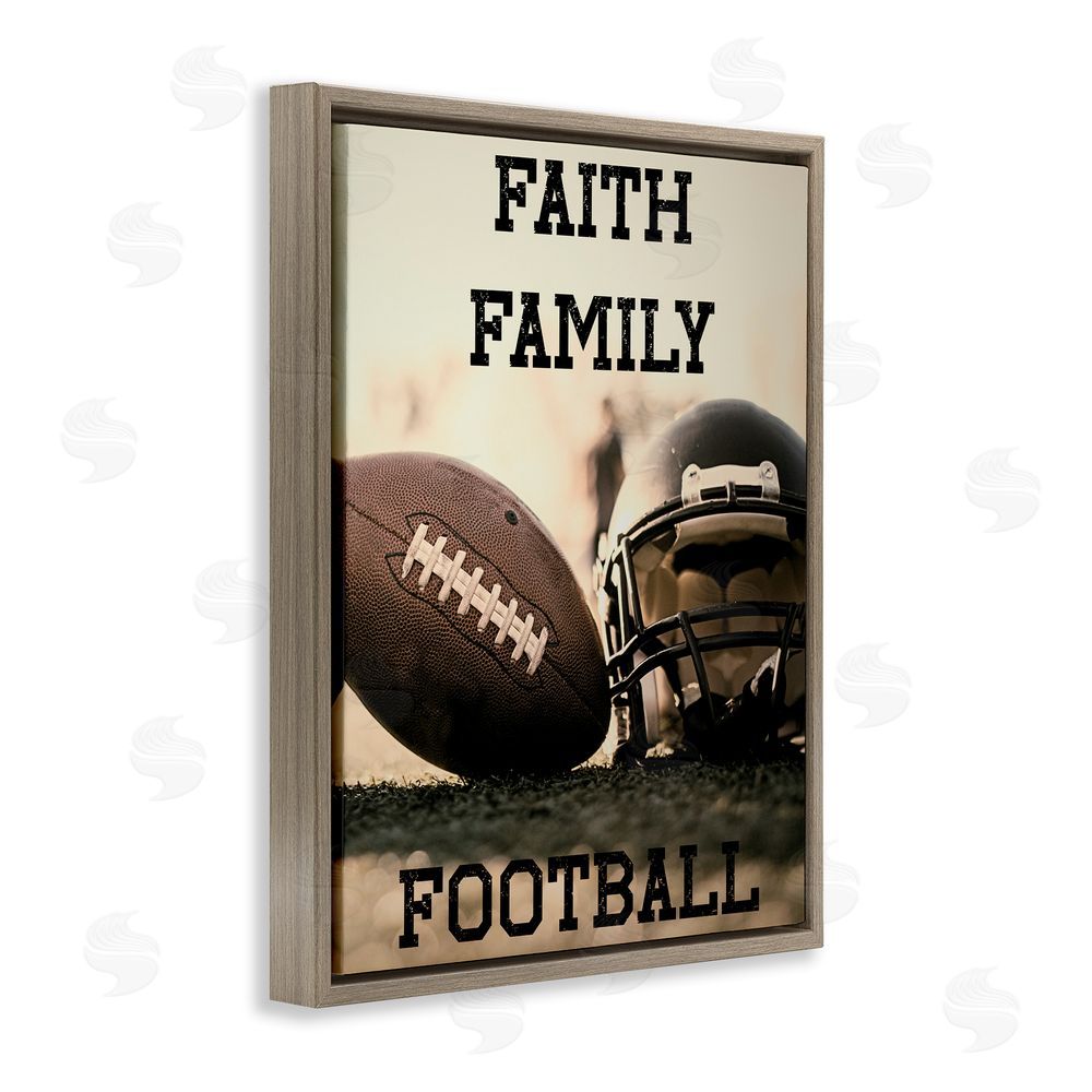 Jesse Keith Faith Family Football Brown Floating Frame Canvas Wall Art Print