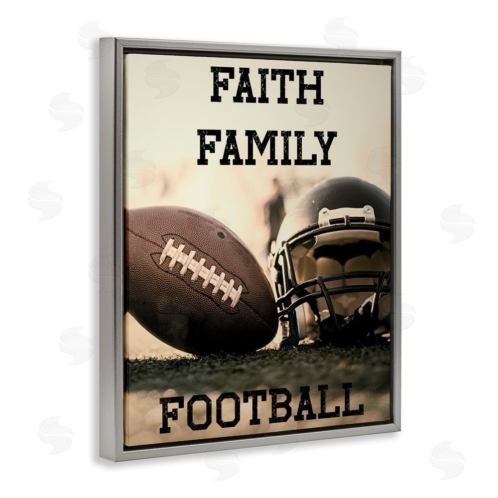Jesse Keith Faith Family Football Gray Floating Frame Canvas Wall Art Print