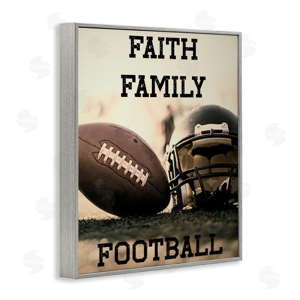 Jesse Keith Faith Family Football Gray Framed Giclee Wall Art Print