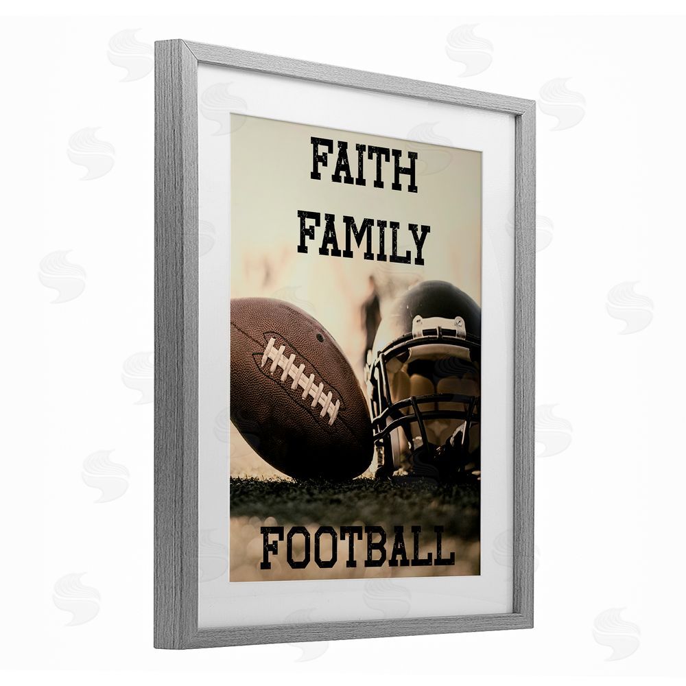 Jesse Keith Faith Family Football Gray Framed Print Under Glass Wall Art