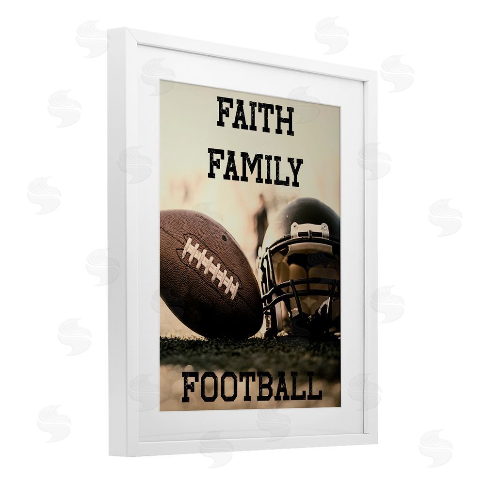 Jesse Keith Faith Family Football White Framed Print Under Glass Wall Art