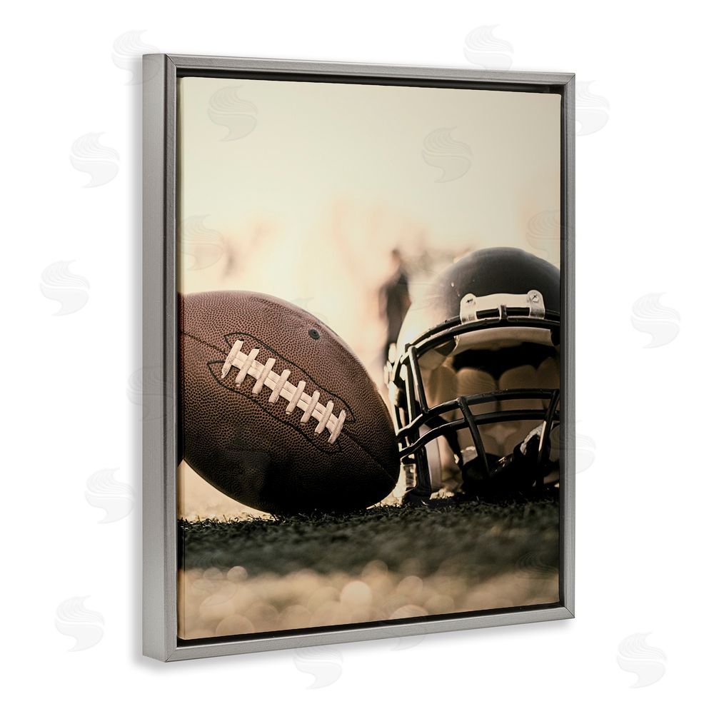 Jesse Keith Football Stand Alone Gray Floating Frame Canvas Wall Art Print