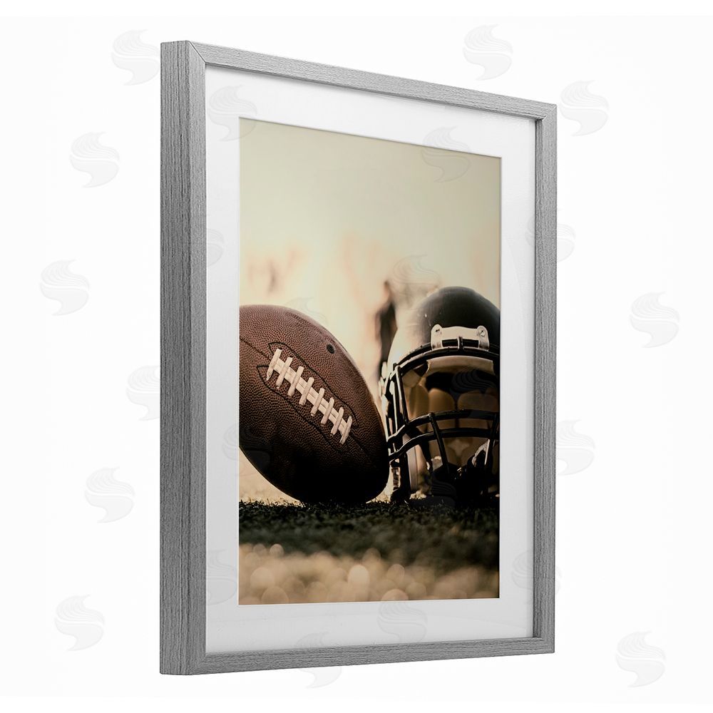 Jesse Keith Football Stand Alone Gray Framed Print Under Glass Wall Art