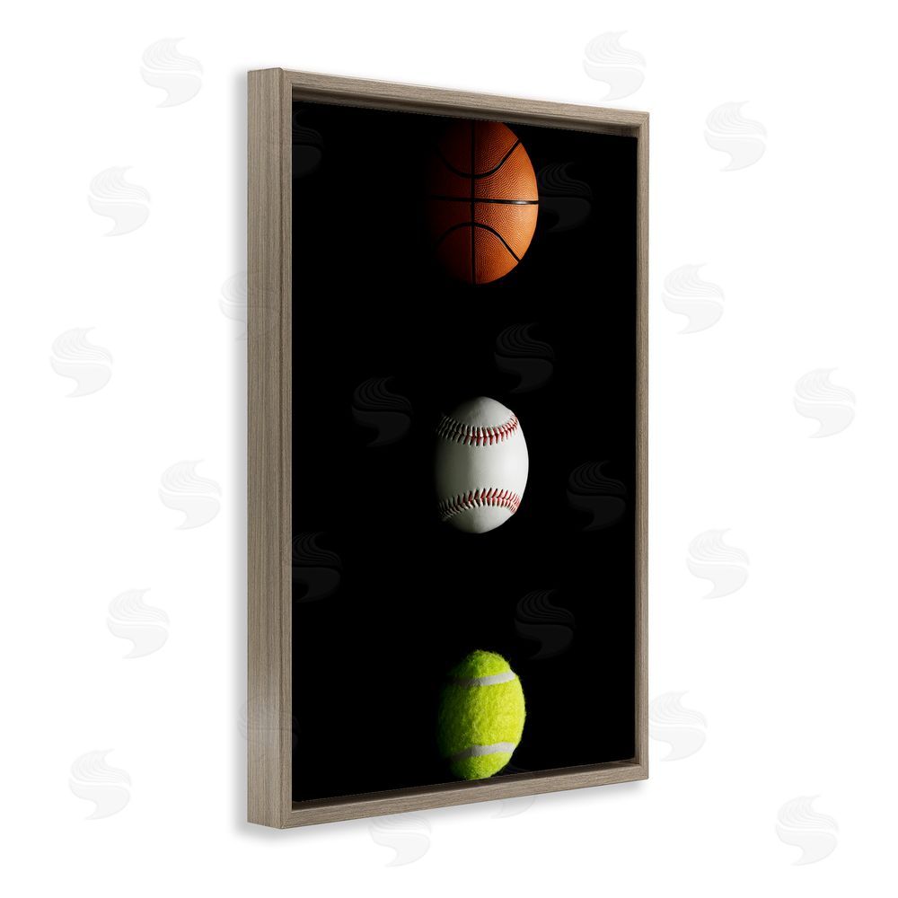 Jesse Keith Sports Balls Spotlight Brown Floating Frame Canvas Wall Art Print