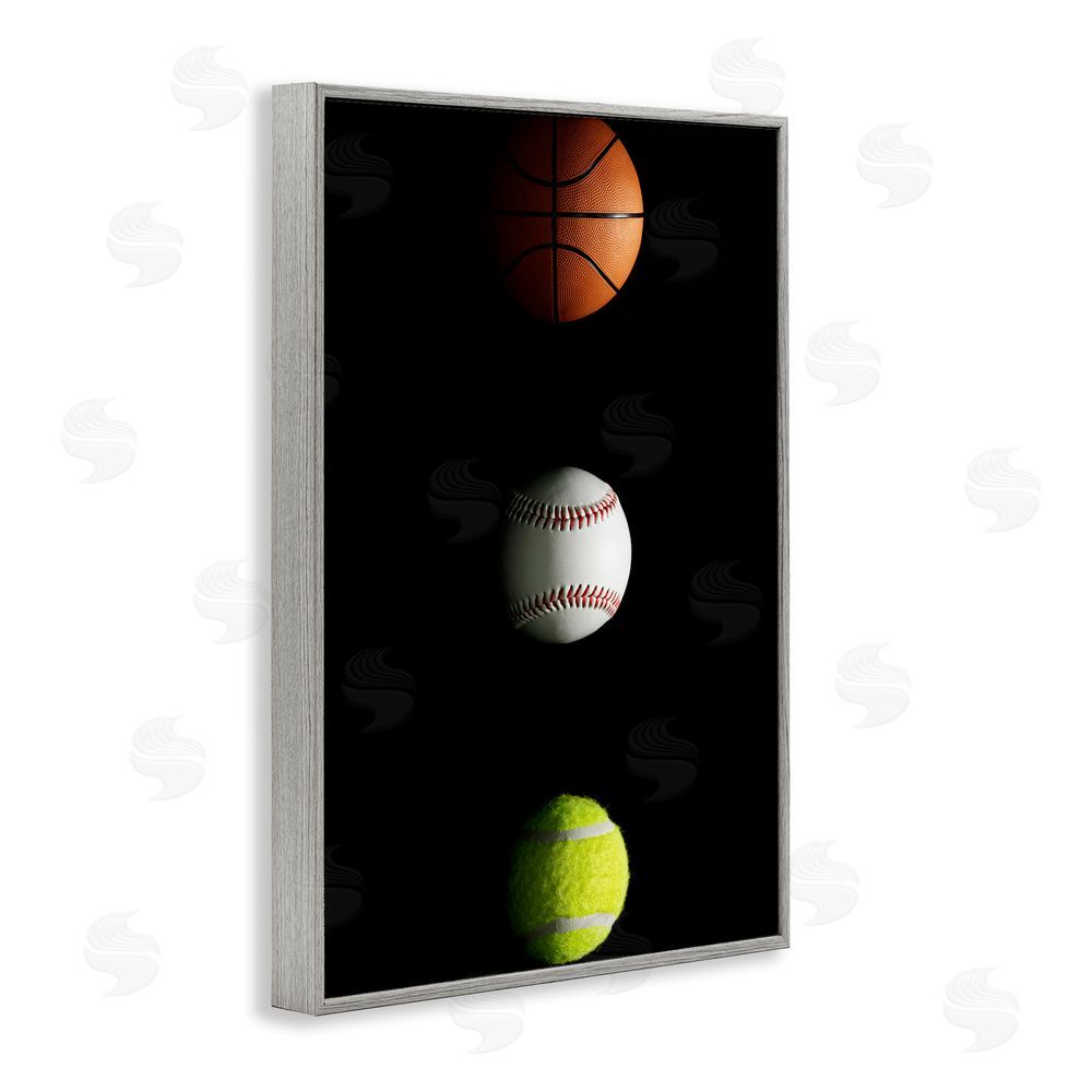 Jesse Keith Sports Balls Spotlight Gray Framed Giclee Wall Art Print