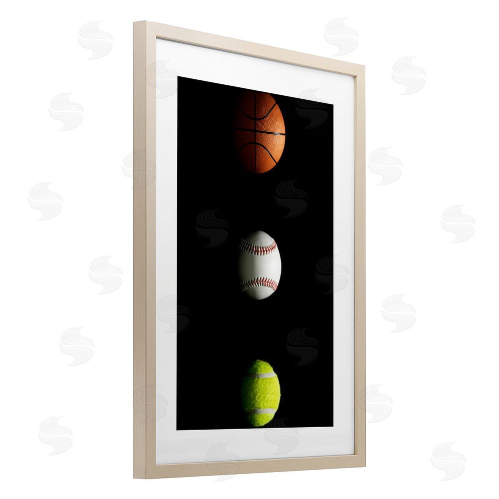 Jesse Keith Sports Balls Spotlight Brown Framed Print Under Glass Wall Art