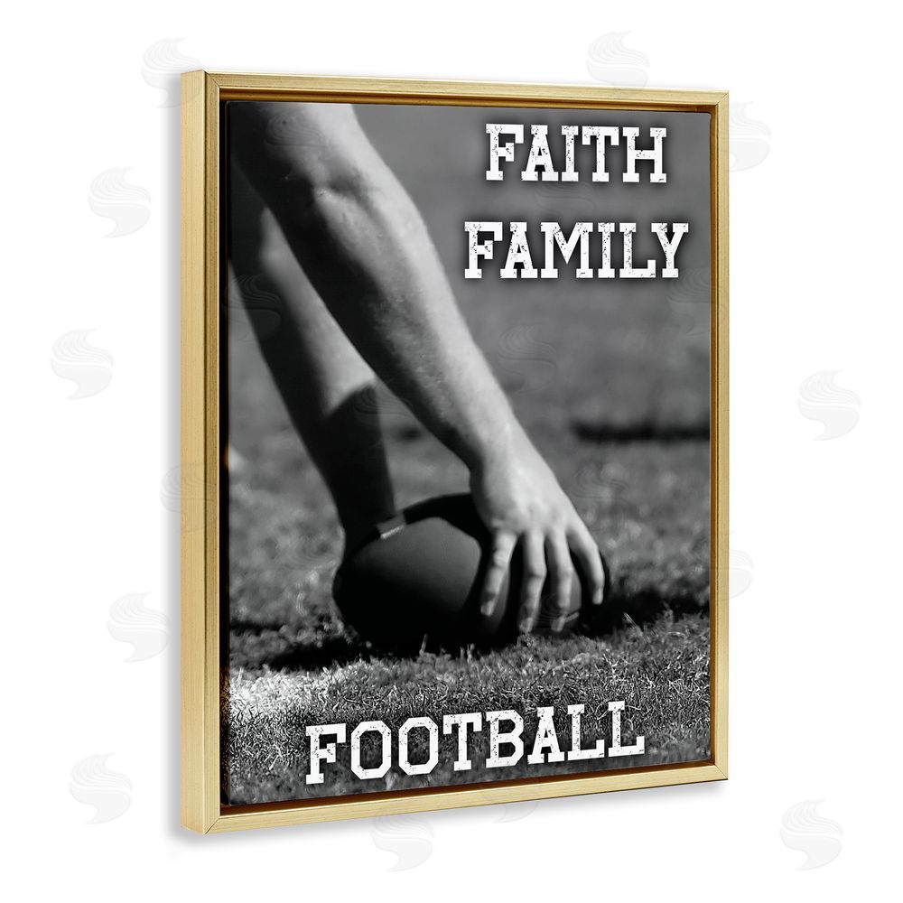 Marcus Prime Faith Family Football Hike Gold Floating Frame Canvas Wall Art Print