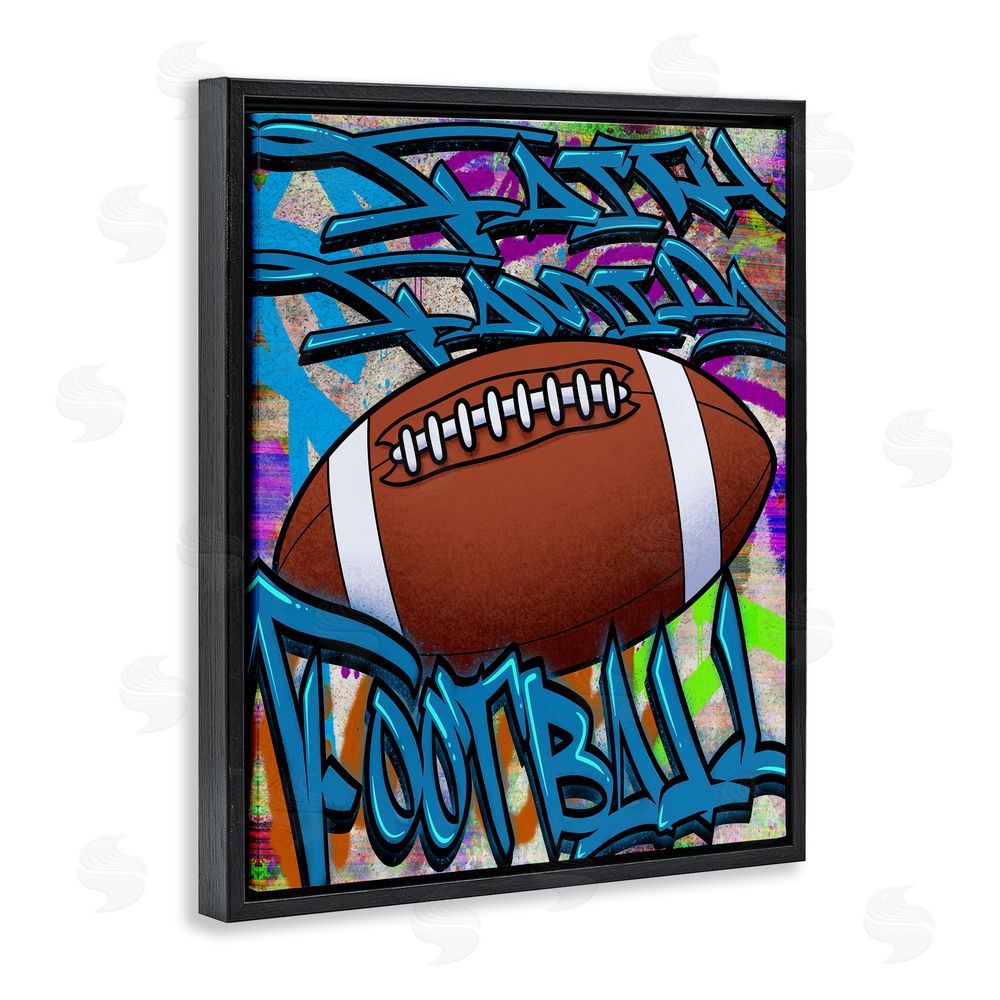 Marcus Prime Faith Family Football Graffiti Black Floating Frame Canvas Wall Art Print