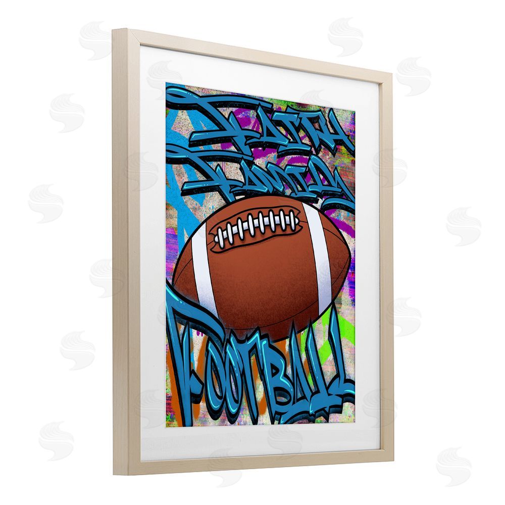 Marcus Prime Faith Family Football Graffiti Brown Framed Print Under Glass Wall Art