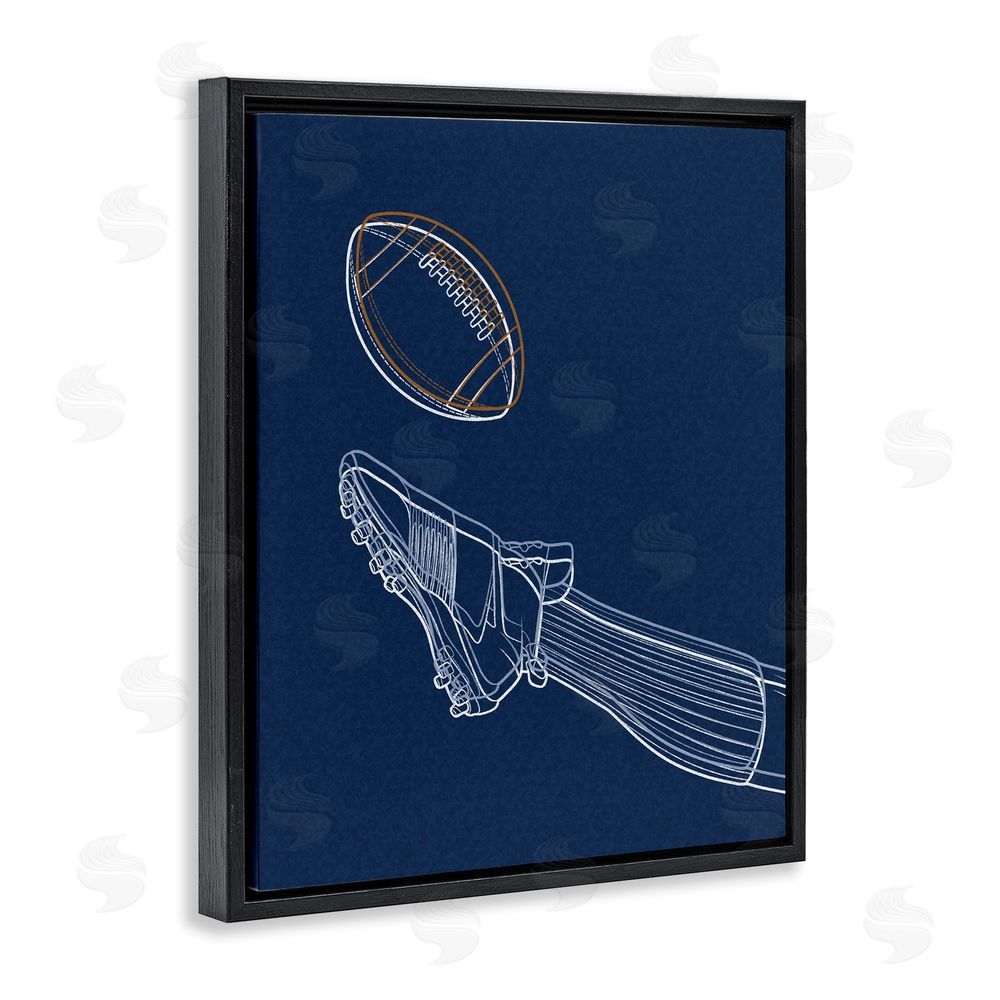 Marcus Prime Football Lines Contour Black Floating Frame Canvas Wall Art Print