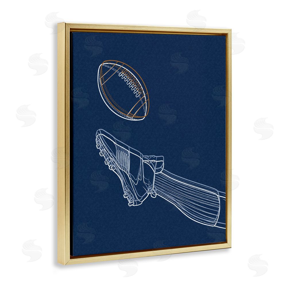 Marcus Prime Football Lines Contour Gold Floating Frame Canvas Wall Art Print
