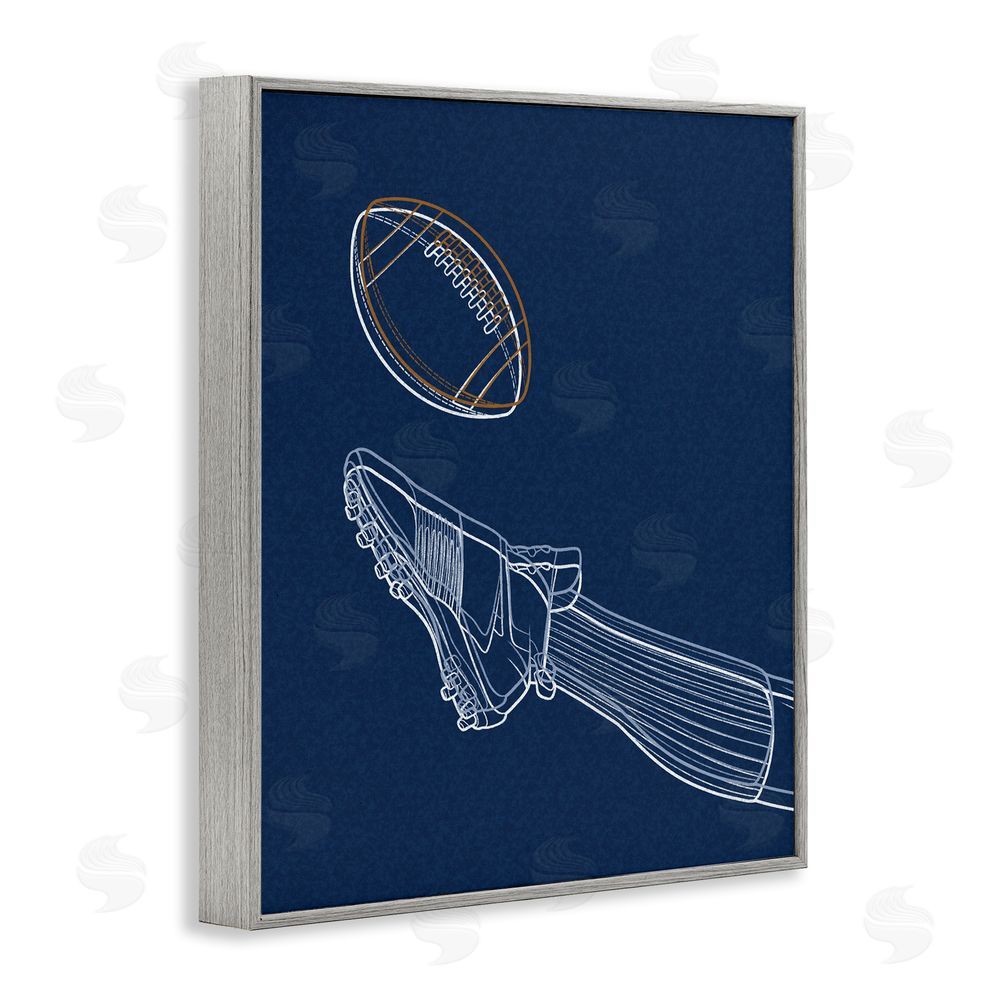 Marcus Prime Football Lines Contour Gray Framed Giclee Wall Art Print