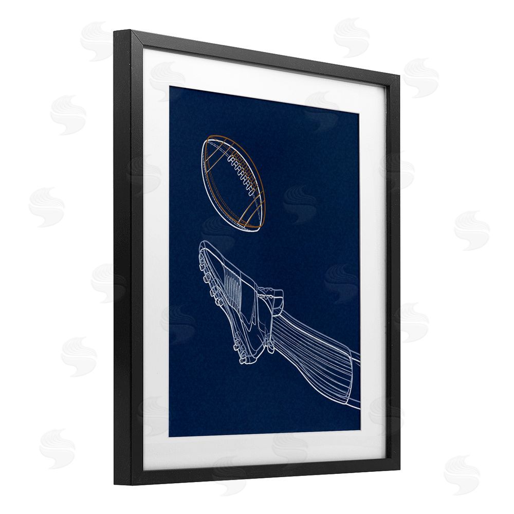 Marcus Prime Football Lines Contour Black Framed Print Under Glass Wall Art