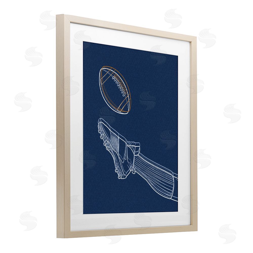 Marcus Prime Football Lines Contour Brown Framed Print Under Glass Wall Art