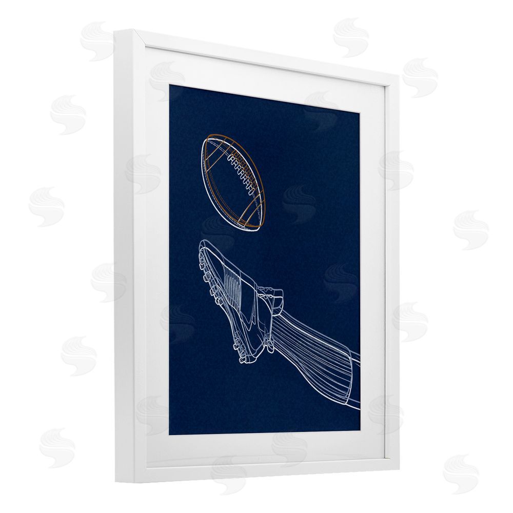 Marcus Prime Football Lines Contour White Framed Print Under Glass Wall Art