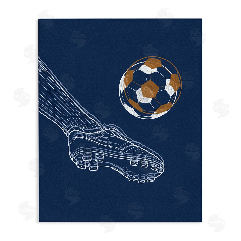 Marcus Prime Soccer Lines Contour Stretched Canvas Wall Art Print
