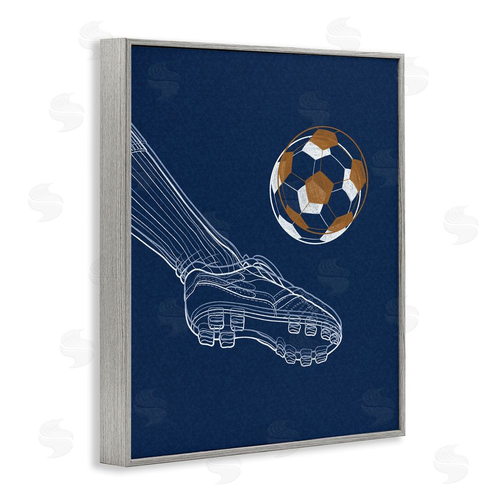 Marcus Prime Soccer Lines Contour Gray Framed Giclee Wall Art Print