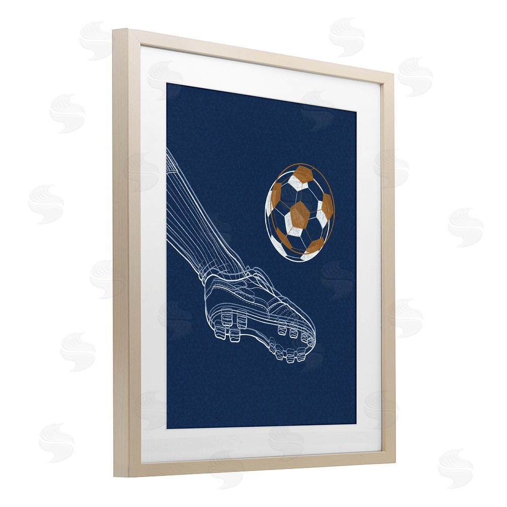 Marcus Prime Soccer Lines Contour Brown Framed Print Under Glass Wall Art