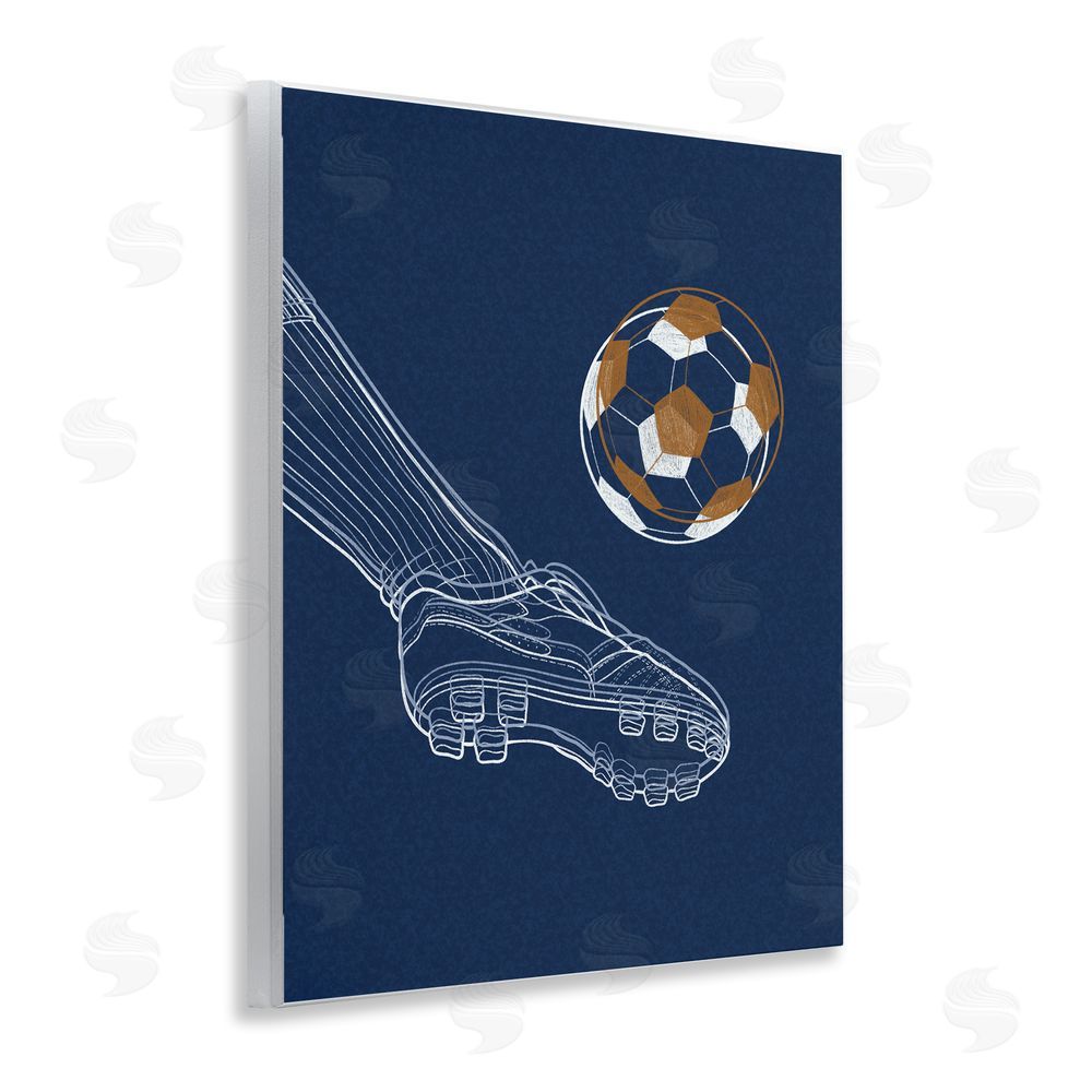 Marcus Prime Soccer Lines Contour Wooden Wall Plaque Art Print