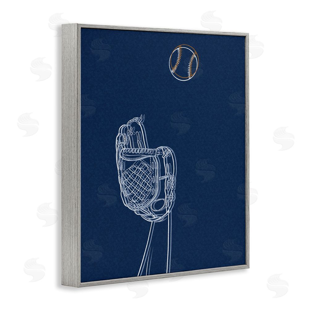Marcus Prime Baseball Lines Contour Gray Framed Giclee Wall Art Print