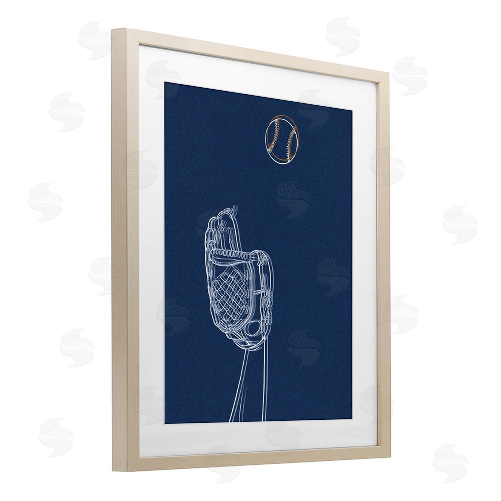 Marcus Prime Baseball Lines Contour Brown Framed Print Under Glass Wall Art