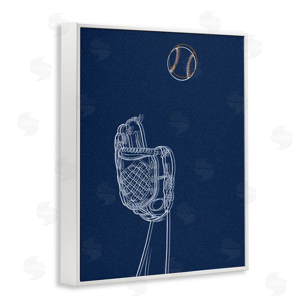 Marcus Prime Baseball Lines Contour White Framed Giclee Wall Art Print
