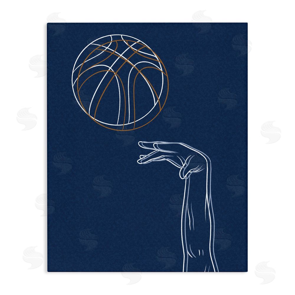 Marcus Prime Basketball Lines Contour Stretched Canvas Wall Art Print