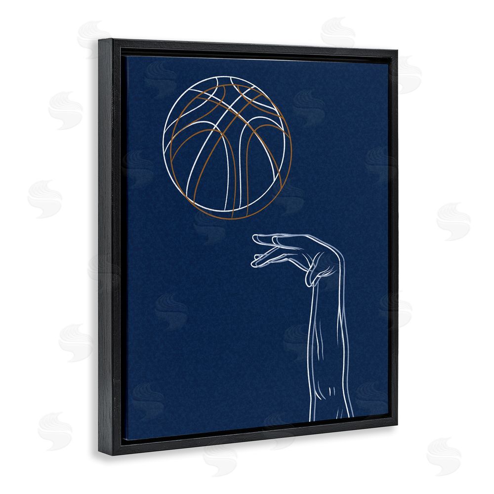 Marcus Prime Basketball Lines Contour Black Floating Frame Canvas Wall Art Print