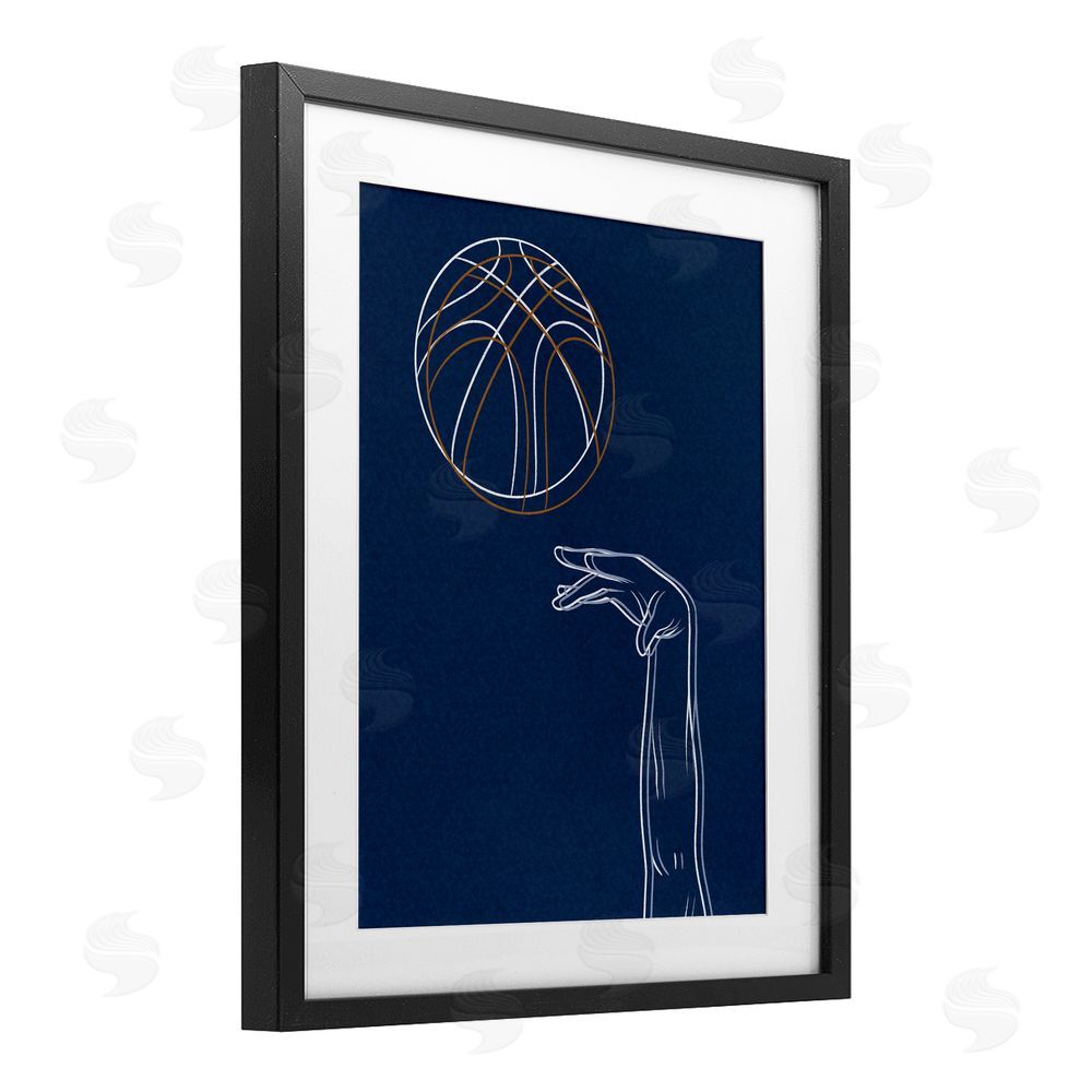 Marcus Prime Basketball Lines Contour Black Framed Print Under Glass Wall Art