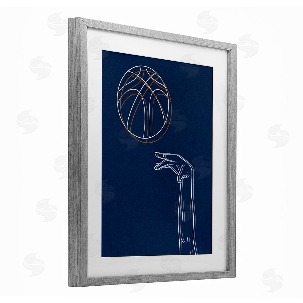 Marcus Prime Basketball Lines Contour Gray Framed Print Under Glass Wall Art