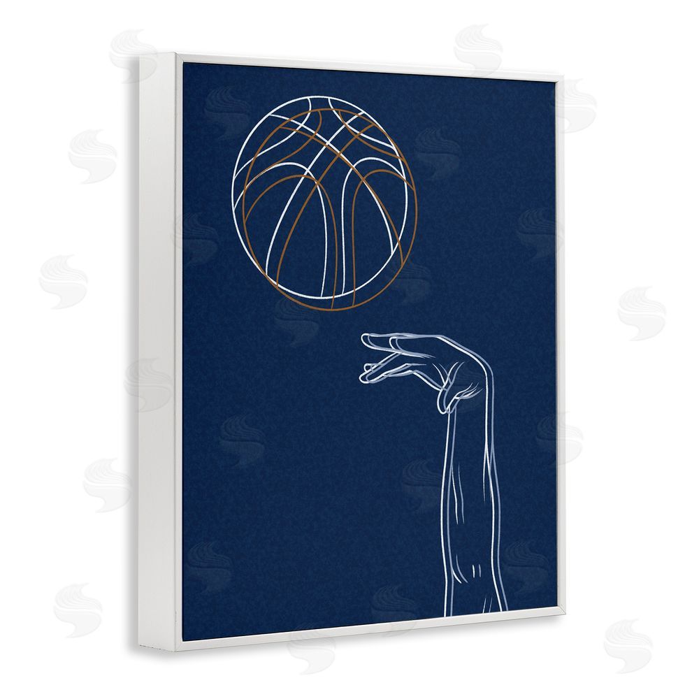 Marcus Prime Basketball Lines Contour White Framed Giclee Wall Art Print