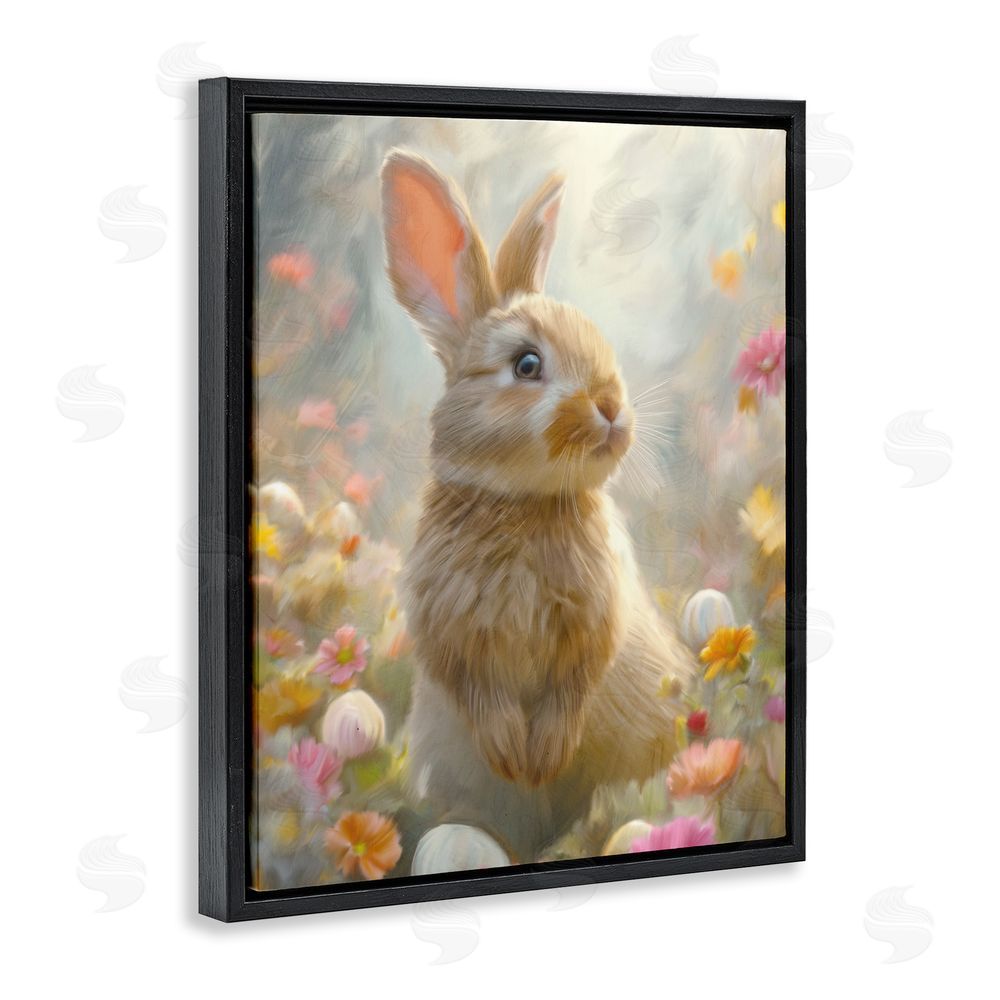 Kim Allen Bunny Dreams Meadow Black Floating Frame Canvas Wall Art Print