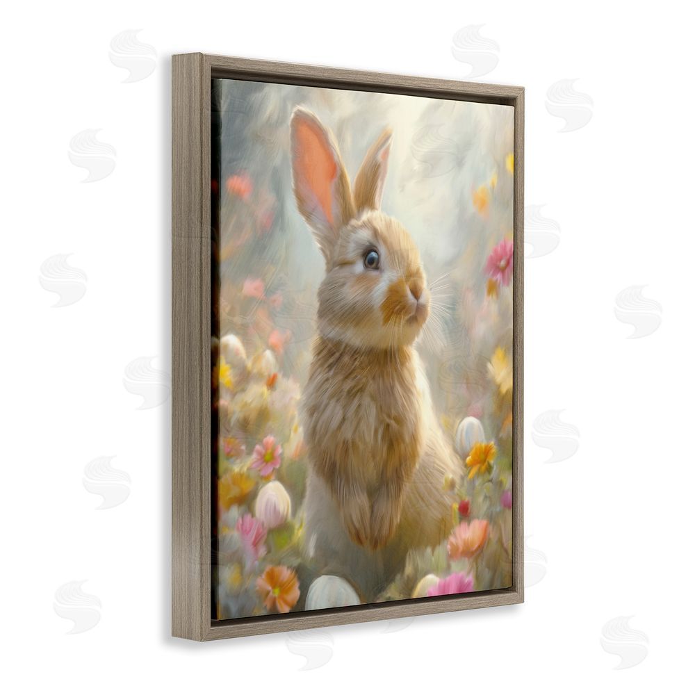 Kim Allen Bunny Dreams Meadow Brown Floating Frame Canvas Wall Art Print