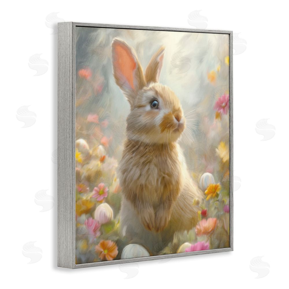 Kim Allen Bunny Dreams Meadow Gray Framed Giclee Wall Art Print