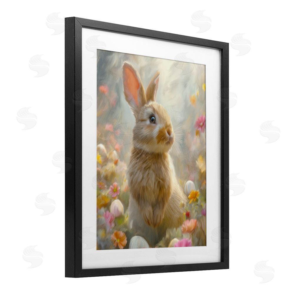 Kim Allen Bunny Dreams Meadow Black Framed Print Under Glass Wall Art