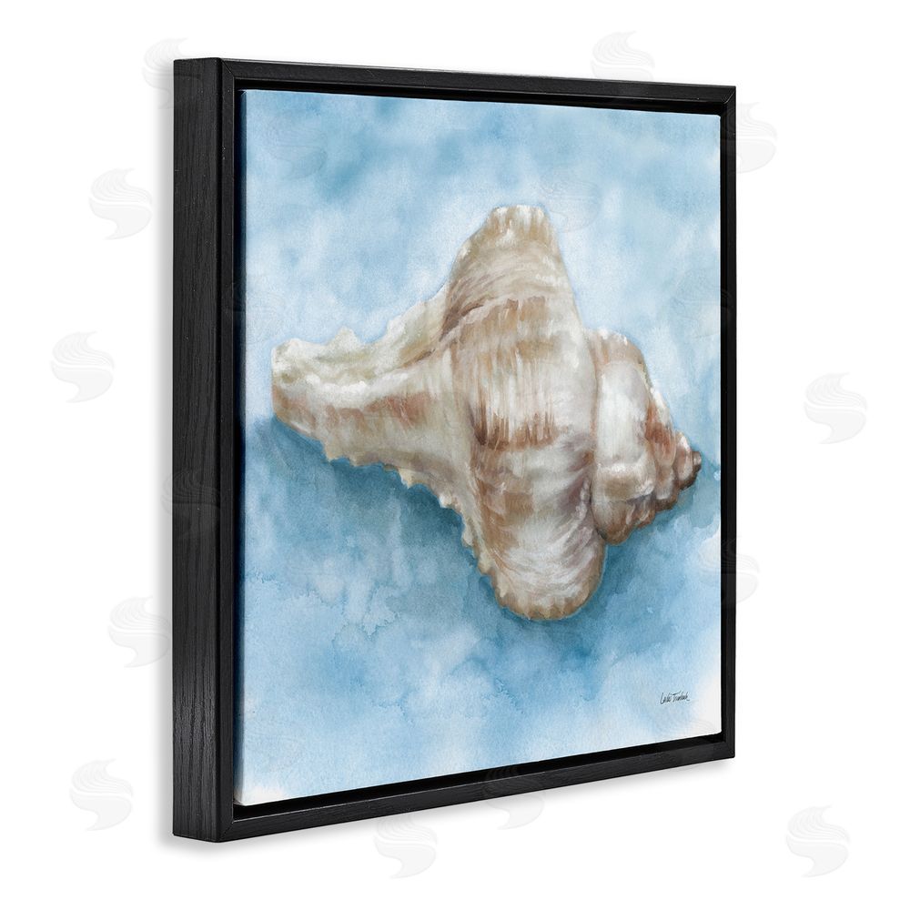 Leslie Trimbach Coastal Calm Conch Black Floating Frame Canvas Wall Art Print