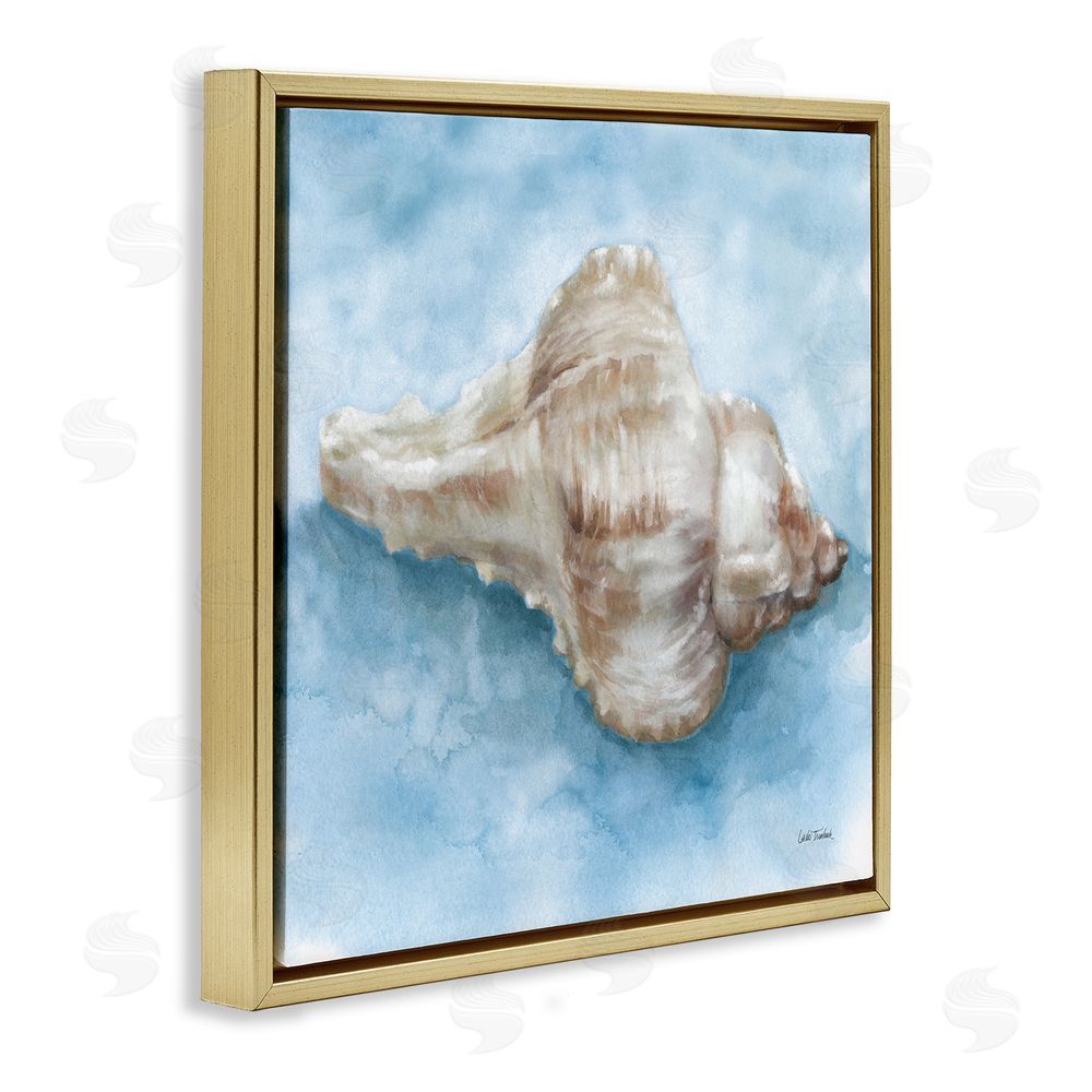 Leslie Trimbach Coastal Calm Conch Gold Floating Frame Canvas Wall Art Print