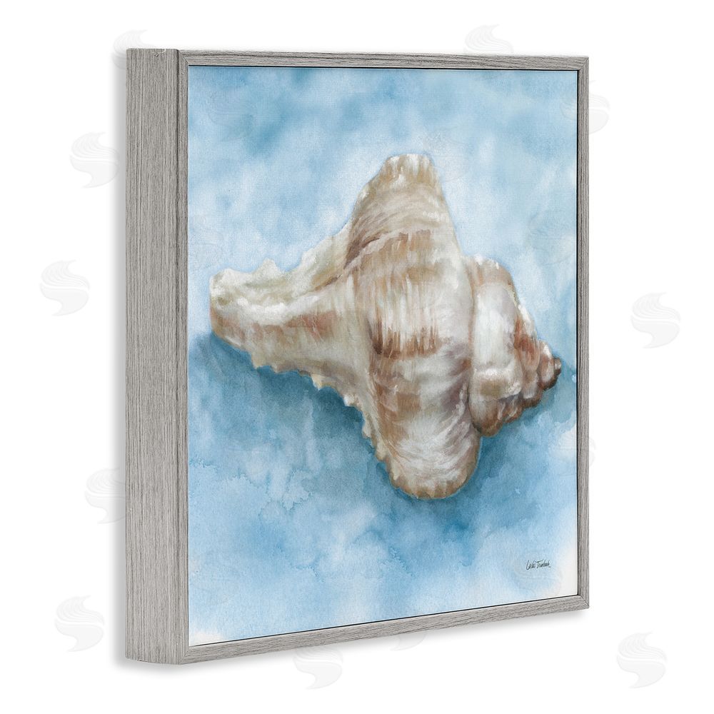 Leslie Trimbach Coastal Calm Conch Gray Framed Giclee Wall Art Print