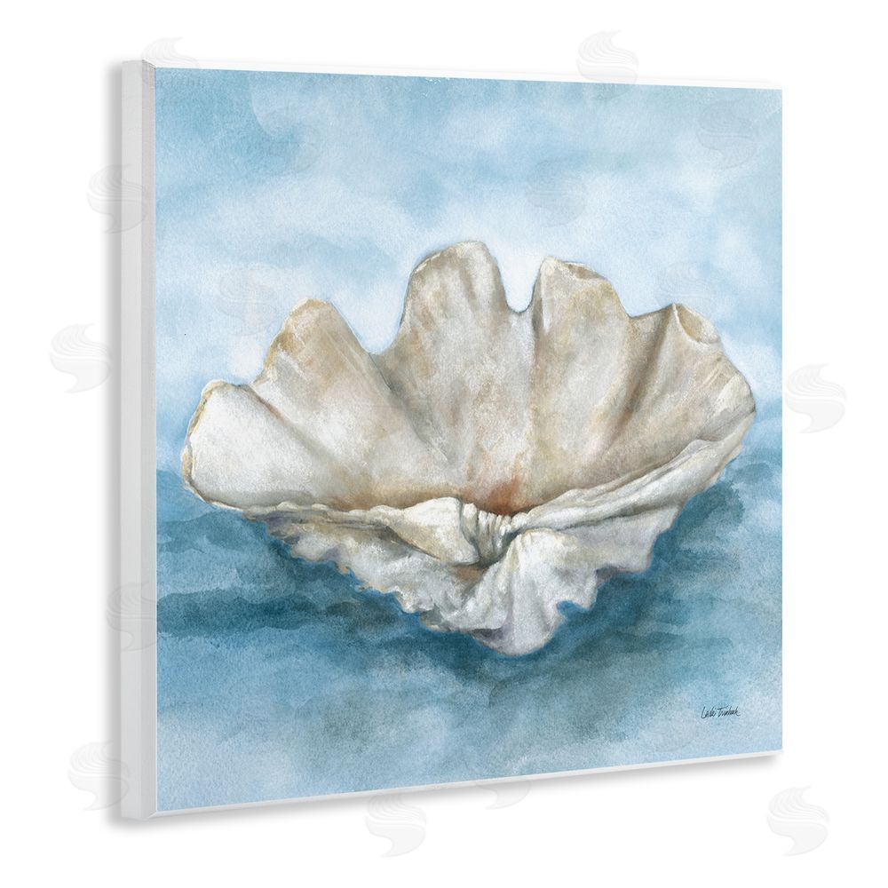 Leslie Trimbach Coastal Calm Scalloped Shell Wooden Wall Plaque Art Print