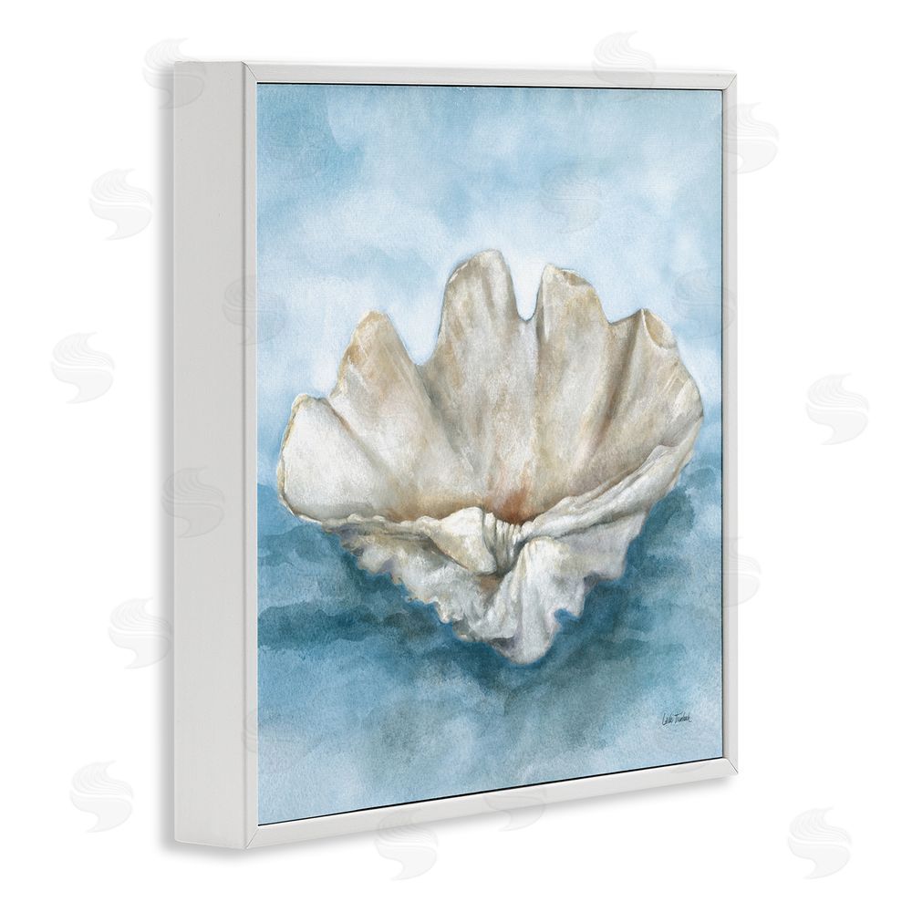 Leslie Trimbach Coastal Calm Scalloped Shell White Framed Giclee Wall Art Print