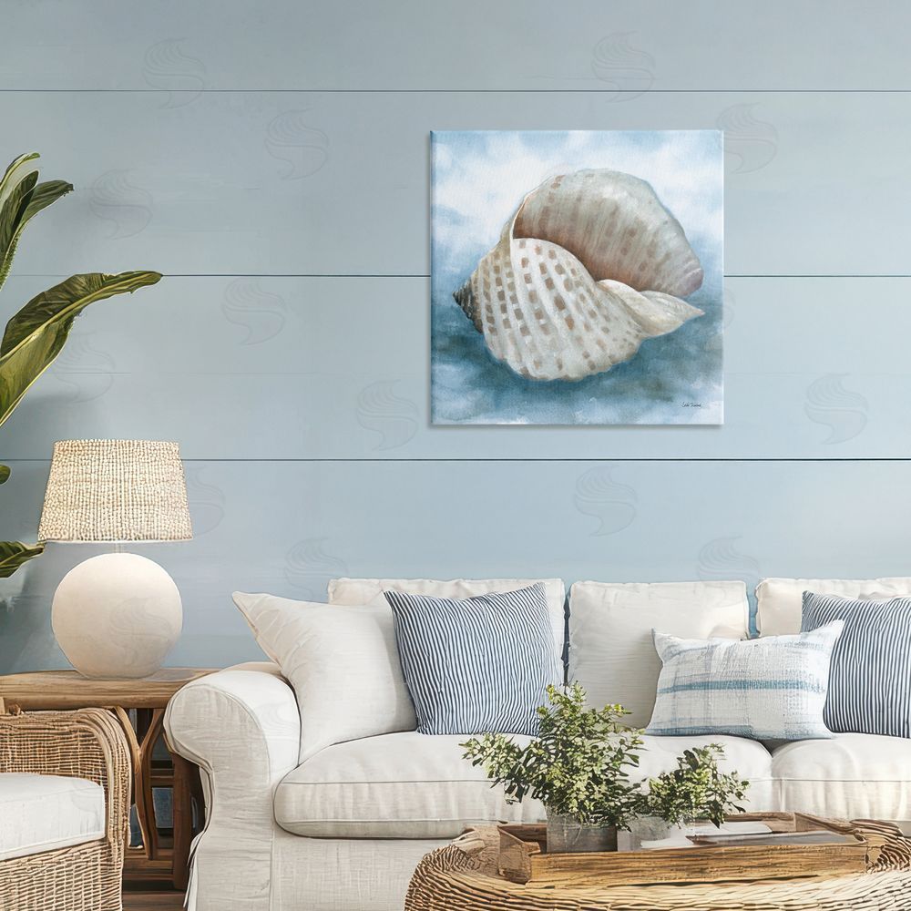 Leslie Trimbach Coastal Calm Spotted Shell Stretched Canvas Wall Art in Room