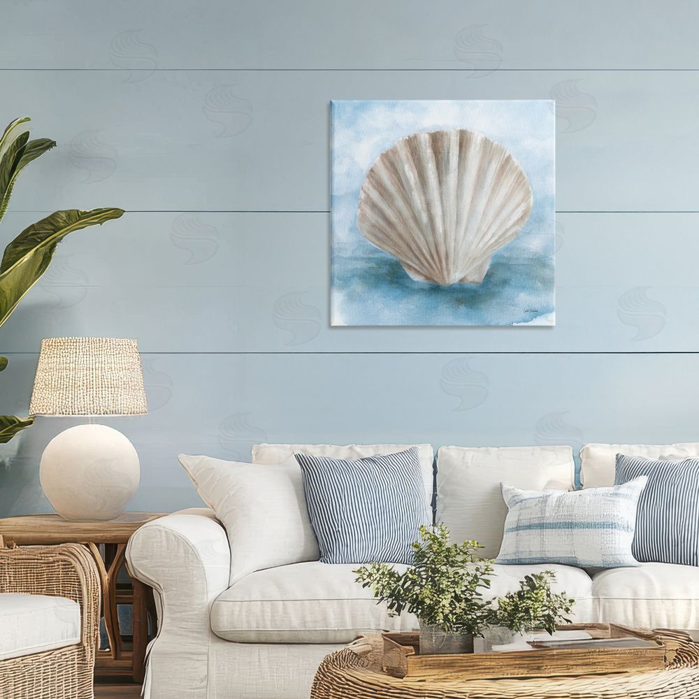 Leslie Trimbach Coastal Calm Clamshell Stretched Canvas Wall Art in Room