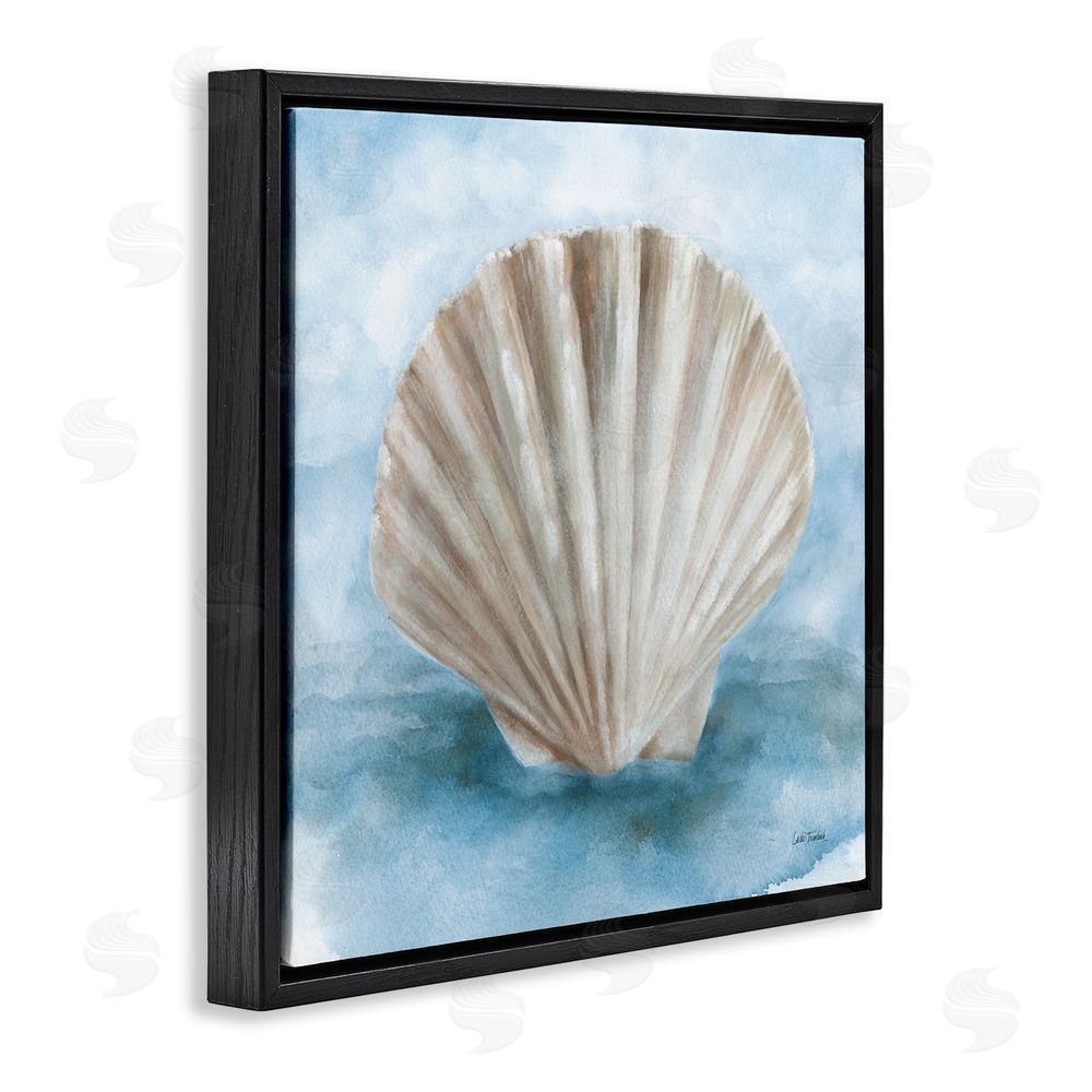 Leslie Trimbach Coastal Calm Clamshell Black Floating Frame Canvas Wall Art Print