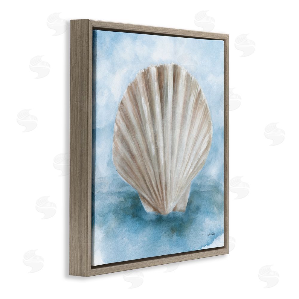 Leslie Trimbach Coastal Calm Clamshell Brown Floating Frame Canvas Wall Art Print