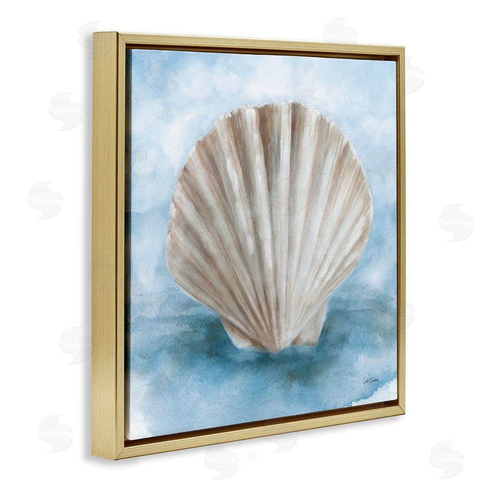 Leslie Trimbach Coastal Calm Clamshell Gold Floating Frame Canvas Wall Art Print