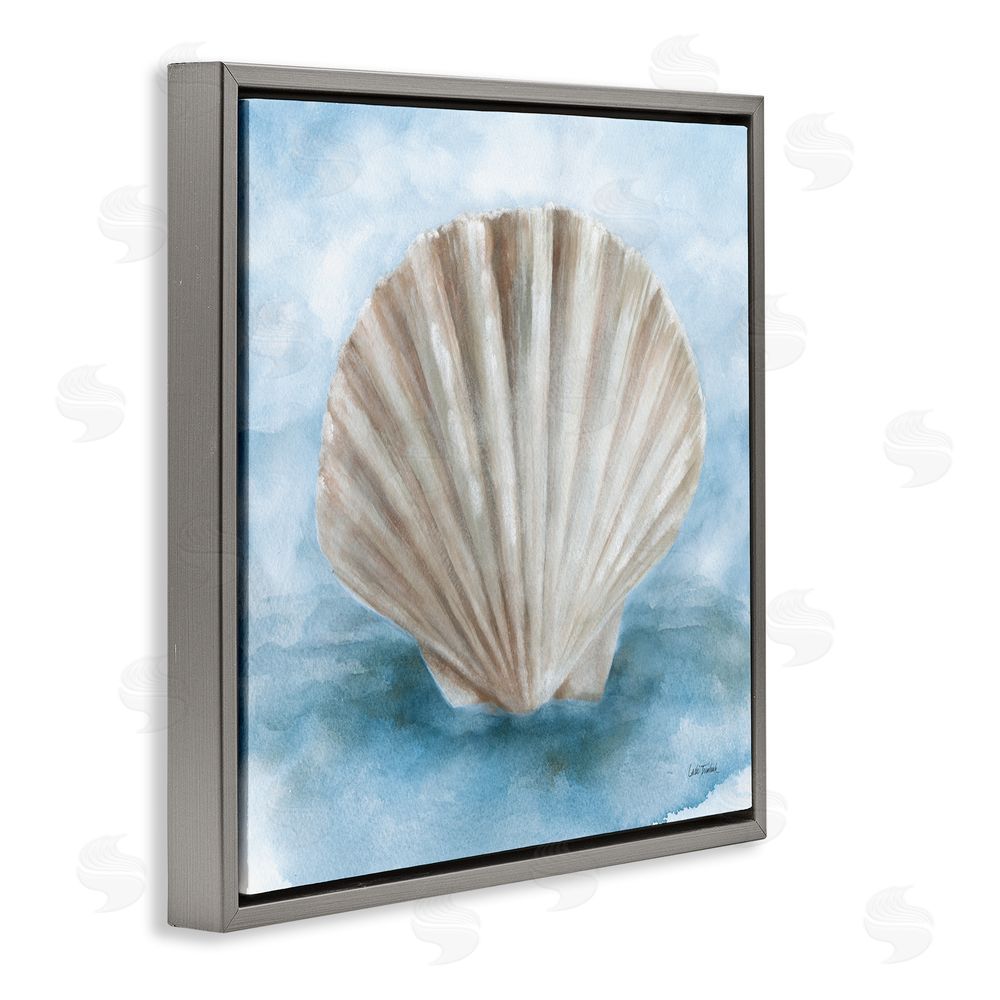 Leslie Trimbach Coastal Calm Clamshell Gray Floating Frame Canvas Wall Art Print