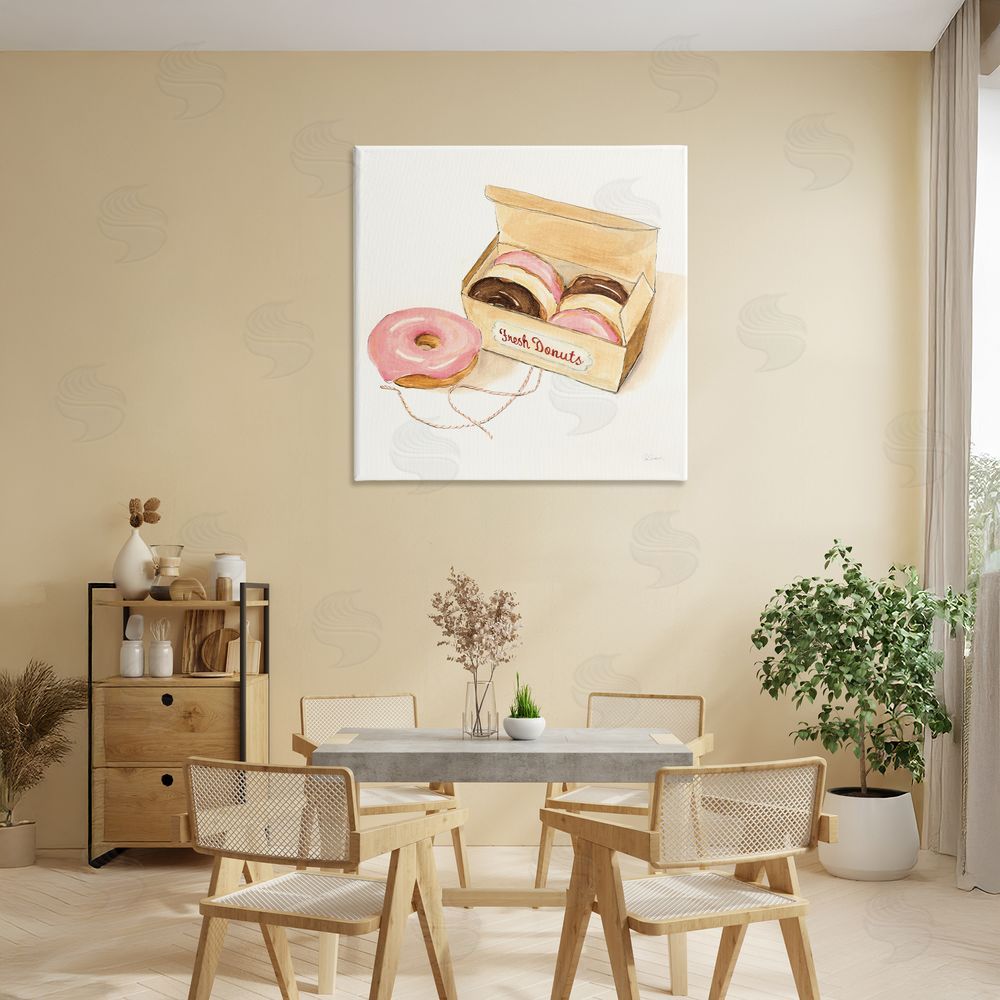 Sue Schlabach Box of Fresh Donuts Stretched Canvas Wall Art in Room